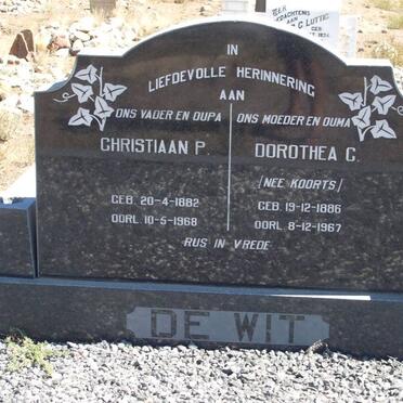 WIT Christiaan P., de 1882-1968 &amp; Dorothea C. KOORTS 1886-1967