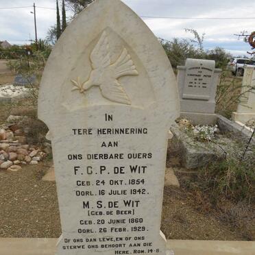 WIT F.C.P., de 1854-1942 &amp; M.S. De BEER 1860-1929