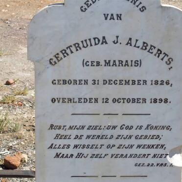 ALBERTS Gertruida J. nee MARAIS 1826-1898