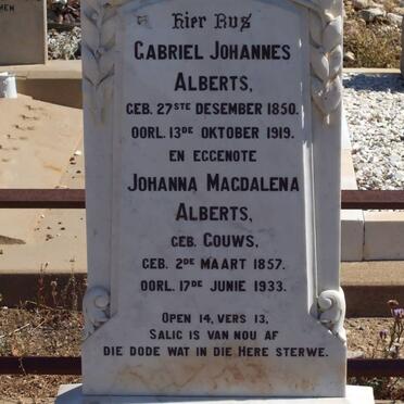 ALBERTS Gabriel Johannes 1850-1919 &amp; Johanna Magdalena GOUWS 1857-1933
