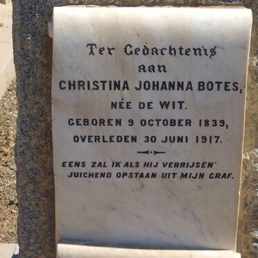 BOTES Christina Johanna nee DE WIT 1839-1917