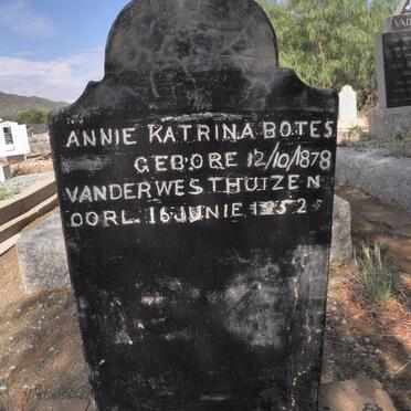 BOTES Annie Katrina nee VAN DER WESTHUIZEN 1878-1952