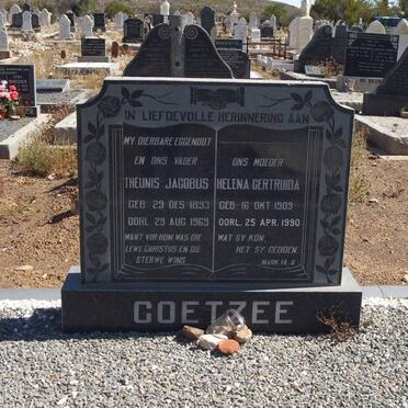 COETZEE Theunis Jacobus 1893-1969 &amp; Helena Gertruida 1909-1990