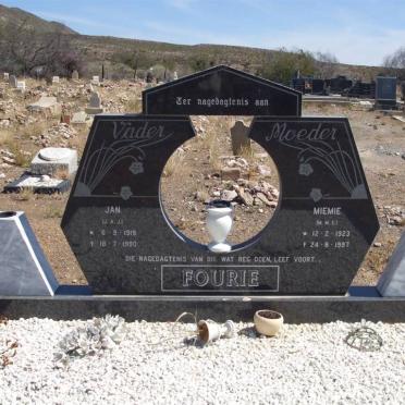 FOURIE J. A. J. 1919-1990 &amp; M.M.E. 1923-1997