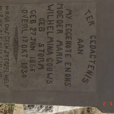 GOUWS Maria Wilhelmina nee STORM 1865-1934