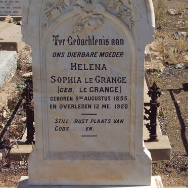 GRANGE Helena Sophia, le nee LE GRANGE 1855-1920