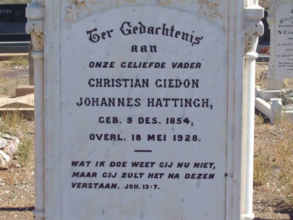 HATTINGH Christian Gideon Johannes 1854-1928