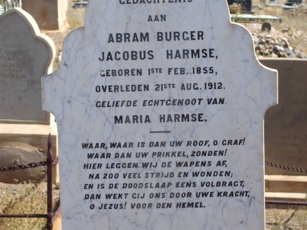 HARMSE Abram Burger Jacobus 1855-1912