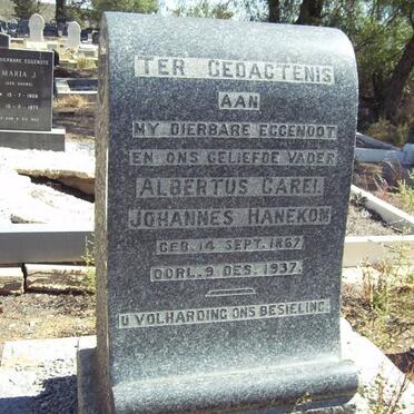 HANEKOM Albertus Carel Johannes 1867-1937