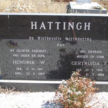 HATTINGH Hendrik W. 1901-1985 &amp; Gertruida E. 1906-1992