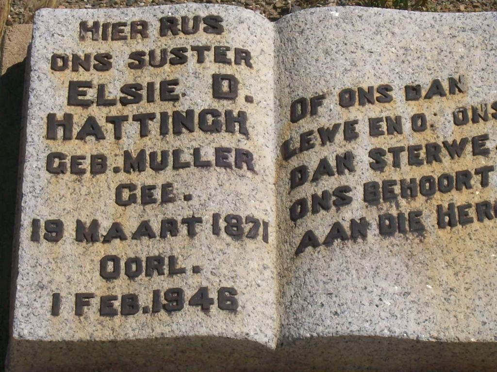 HATTINGH Elsie D. nee MULLER 1871-1946