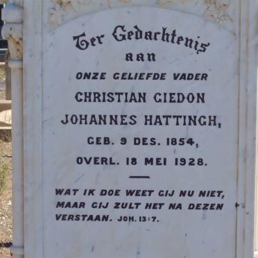 HATTINGH Christian Gideon Johannes 1854-1928