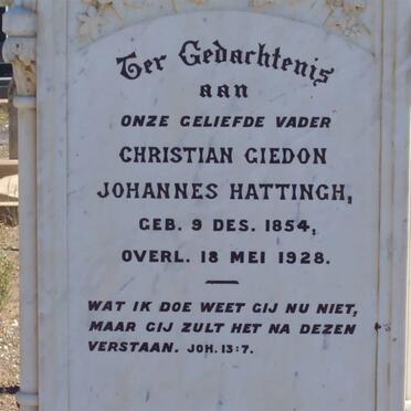HATTINGH Christian Gideon Johannes 1854-1928