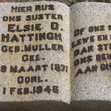 HATTINGH Elsie D. nee MULLER 1871-1946