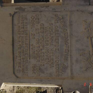 HOVEN Susanna Helena, van der nee DU PLESSIS 1862-1944