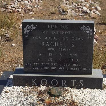 KOORTS Rachel S. nee DE WIT 1888-1973