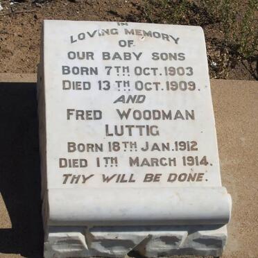 LUTTIG Fred Woodman 1912-1914 :: LUTTIG Baby boy 1903-1909