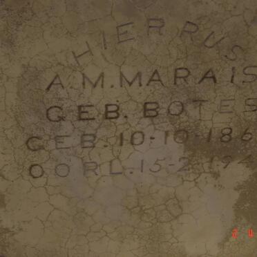 MARAIS A.M. nee BOTES 1862-1940