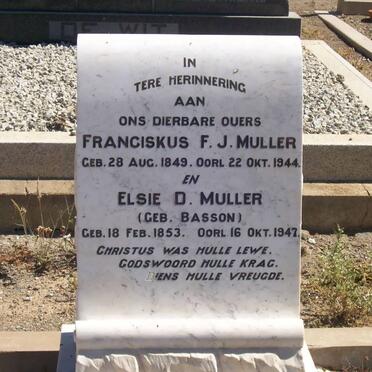 MULLER Franciskus F.J. 1849-1944 &amp; Elsie D. BASSON 1853-1947
