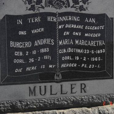 MULLER Burgerd Andries 1883-1971 &amp; Maria Margaretha BOTHMA 1893-1965