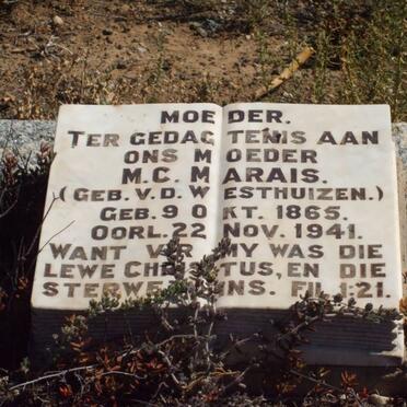 MARAIS M.C. nee V.D. WESTHUIZEN 1865-1941