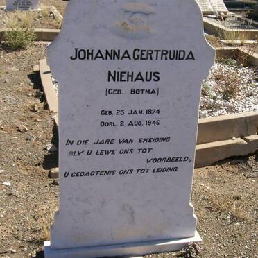 NIEHAUS Johanna Gertruida nee BOTMA 1874-1946