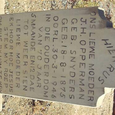 OPPERMAN J.H. nee SNYDERS 1875-1946