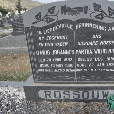ROSSOUW Dawid Johannes 1892-1868 &amp; Martha Wilhelmina 1896-1974