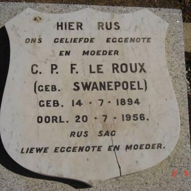 ROUX C.P.F., le nee SWANEPOEL 1894-1956