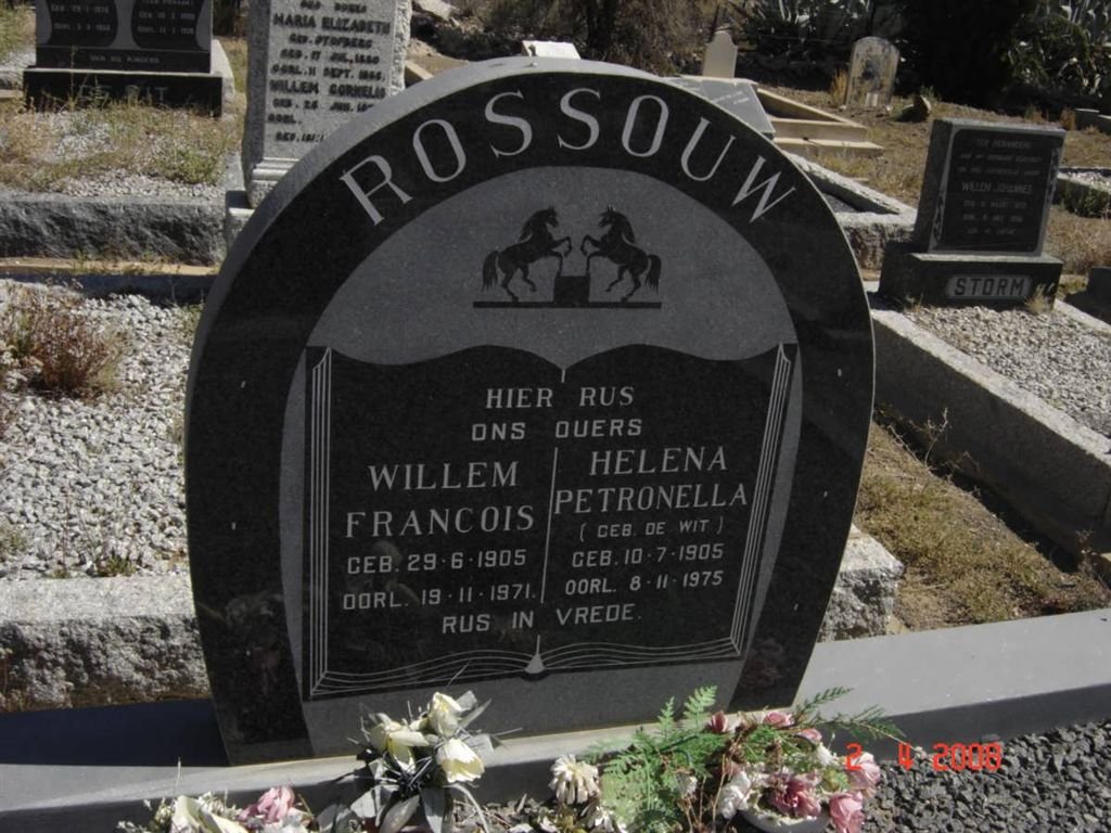ROSSOUW Willem Francois 1905-1971 &amp; Helena Petronella DE WIT 1905-1975