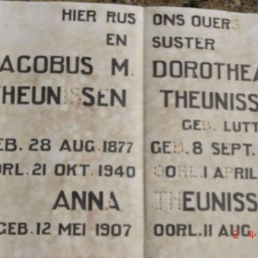 THEUNISSEN Jacobus M. 1877-1940 &amp; Dorothea S. LUTTIG 1875-1947