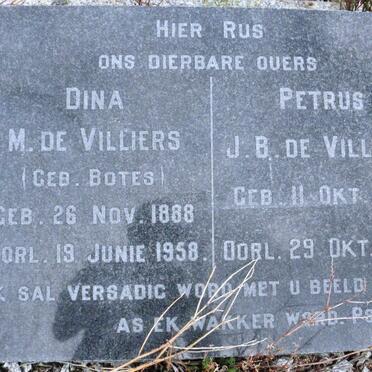 VILLIERS Petrus J.B., de 1876-1966 &amp; Dina M. BOTES 1888-1958