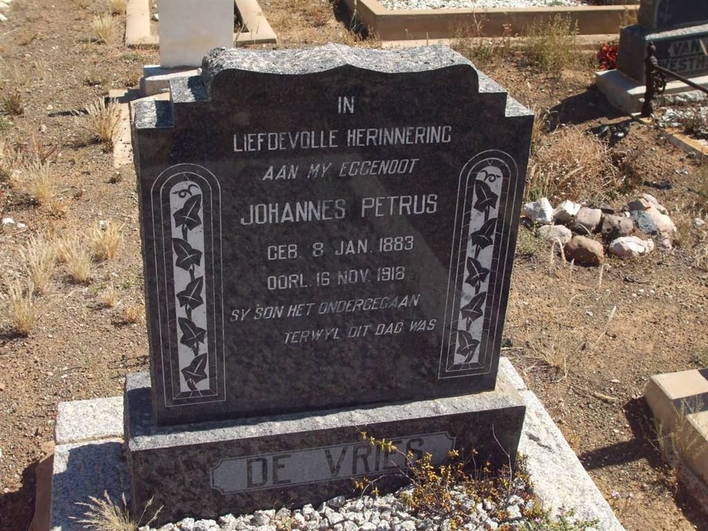 VRIES Johannes Petrus, de 1883-1918