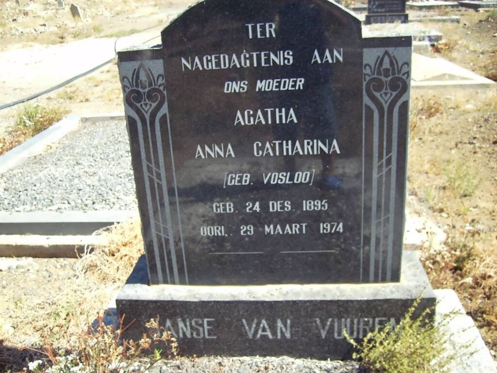 VUUREN Agatha Anna Catharina, Janse van nee VOSLOO 1895-1974