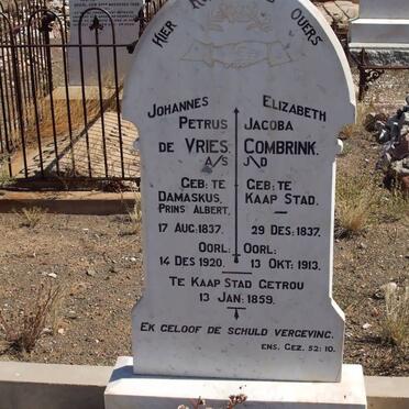 VRIES Johannes Petrus, de 1837-1920 &amp; Elizabeth Jacoba COMBRINK 1837-1913