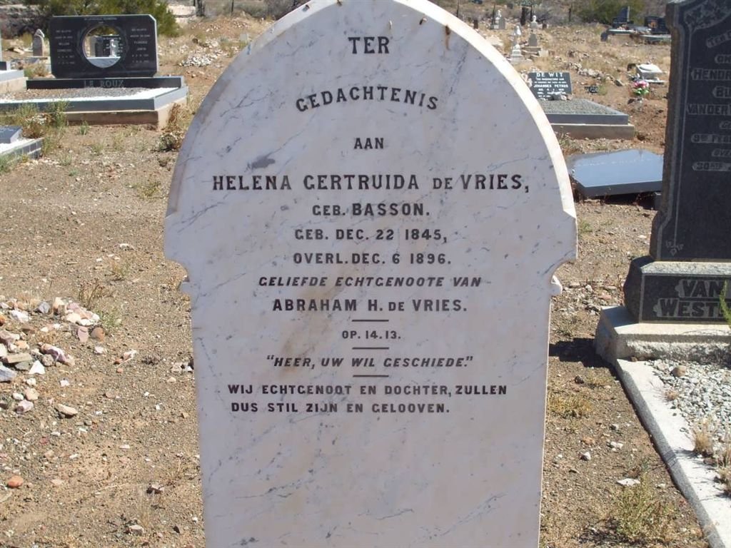 VRIES Helena Gertruida, de nee BASSON 1845-1896