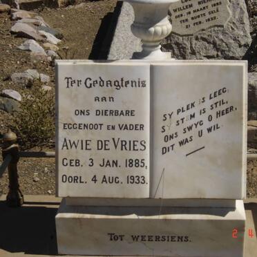 VRIES Awie, de 1885-1933