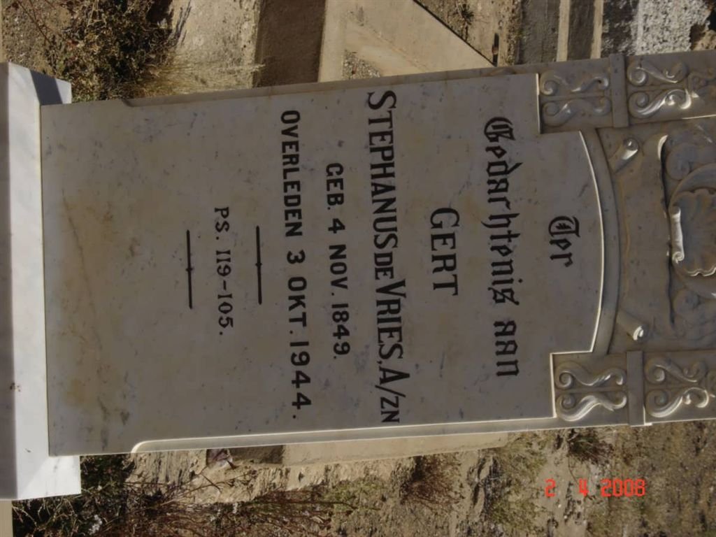 VRIES Gert Stephanus, de 1849-1944