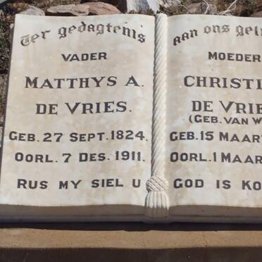 VRIES Matthys A., de 1824-1911 &amp; Christina VAN WYK 1846-1923
