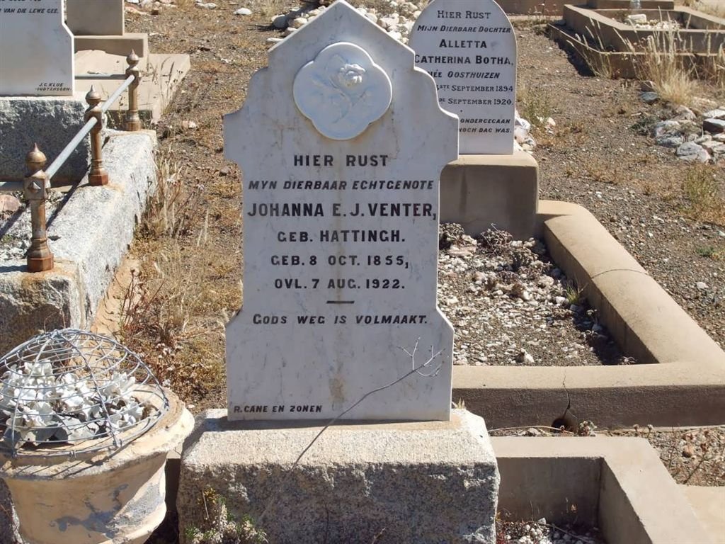 VENTER Johanna E.J. nee HATTINGH 1855-1922