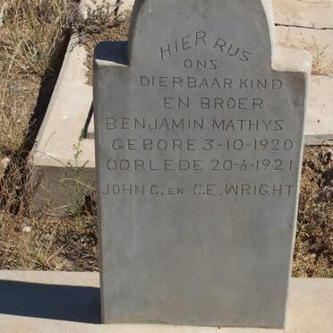 WRIGHT Benjamin Mathys 1920-1921