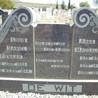 WIT Louis Daniel Pienaar, de 1905-1944 &amp; Anna Magdalena BOTHMA 1898-1967