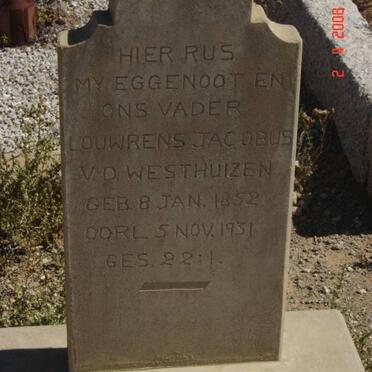 WESTHUIZEN Louwrens Jacobus, v.d. 1852-1931