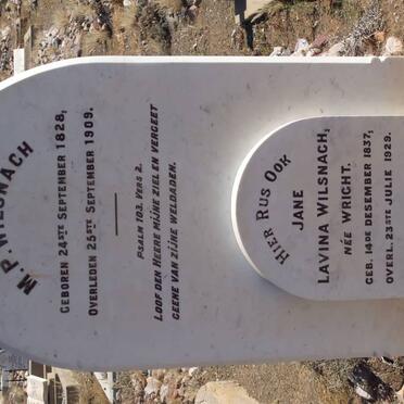 WILSNACH M.P. 1828-1909 &amp;  Jane Lavina WRIGHT 1837-1929