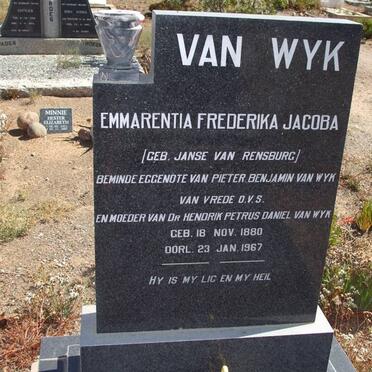 WYK Emmarentia Frederika Jacoba, van nee JANSE VAN RENSBURG 1880-1967