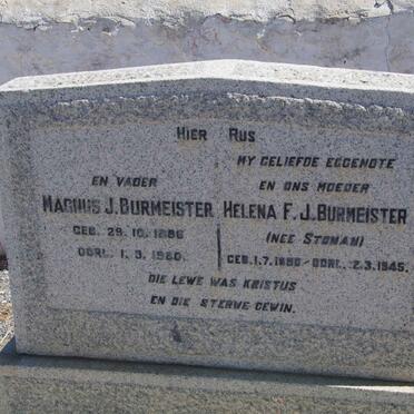 BURMEISTER Magnus J. 1886-1980 &amp; Helena F.J. STOMAN 1890-1945