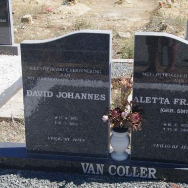 COLLER David Johannes, van 1921-2004 &amp; Aletta Francina SMIT 1929-2006