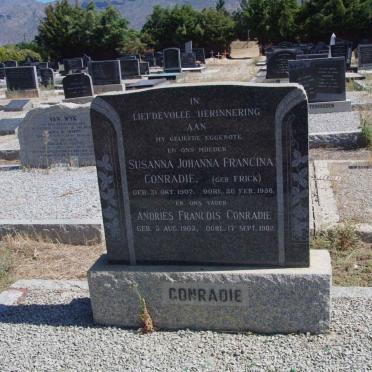 CONRADIE Andries Francois 190?-19?2 &amp; Susanna Johanna Francina FRICK 1907-1956