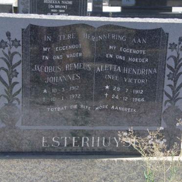 ESTERHUYSE Jacobus Remeus Johannes 1912-1972 &amp; Aletta Hendrina VICTOR 1912-1966