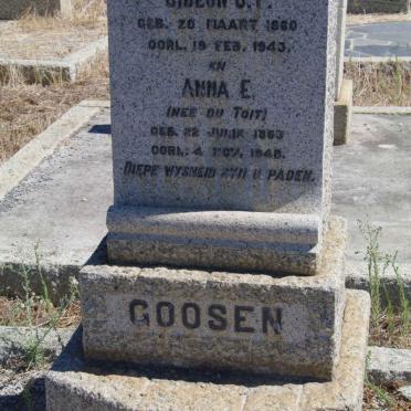 GOOSEN Gideon J.P. 1860-1943 &amp; Anna E. du TOIT 1863-1948